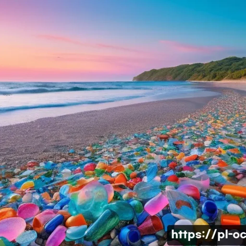 대체 플라스틱 소재의 사회적 책임 경영 - **Prompt 1: The Art of Repurposed Shores**
A wide shot of a serene, sun-drenched beach at dawn, ...