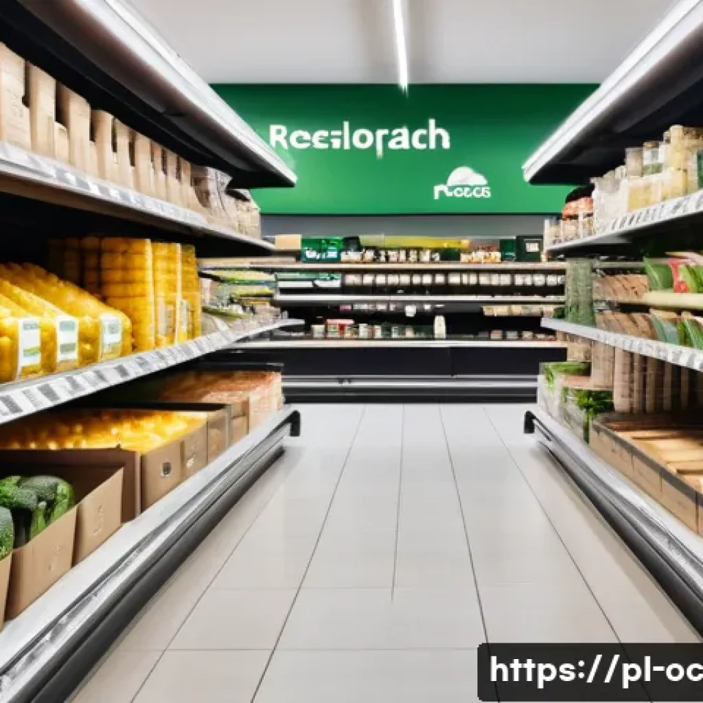 대체 플라스틱 소재의 실용적 응용 - A modern grocery store aisle in Poland featuring shelves stocked with biodegradable and compostable ...