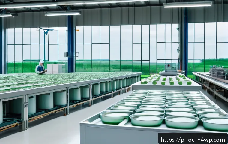 대체 플라스틱 소재의 생산 공정 - A modern eco-friendly packaging factory in Poland, showcasing biodegradable biopolymer containers ma...
