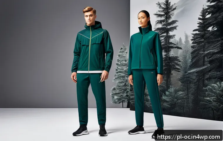 대체 플라스틱 소재와 섬유 산업 - A modern Polish sportswear collection displayed on mannequins in a bright studio, featuring lightwei...