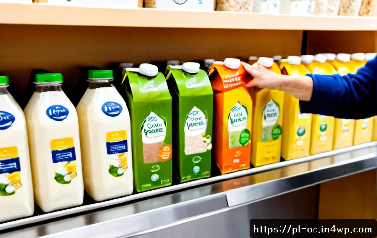 Home 17 대체 플라스틱 소재의 패키징 활용 - Photorealistic sustainable packaging comparison on a bright Polish grocery market counter: unbranded...